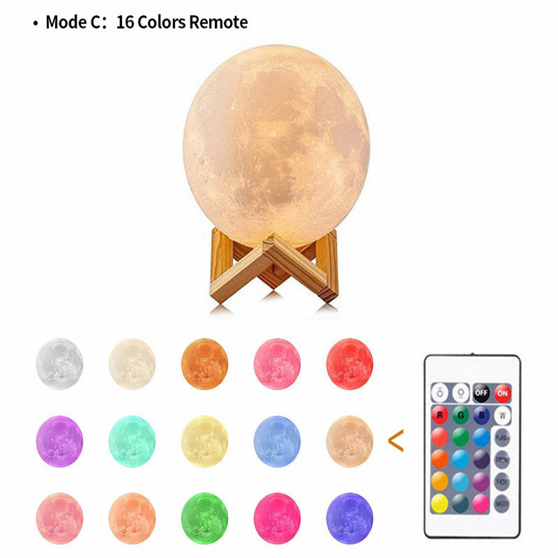 LED Moon Lamp with Wooden Stand