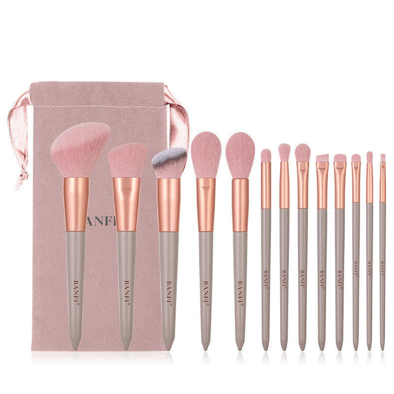 13-Piece Makeup Brush Set – Soft Fiber Brushes with Cloth Bag