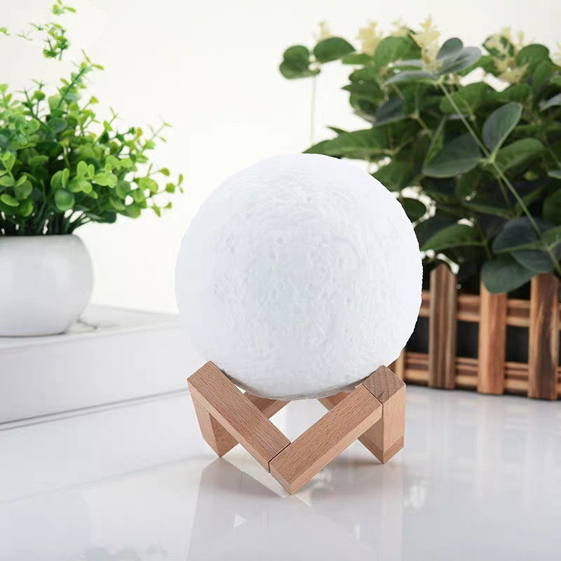 LED Moon Lamp with Wooden Stand