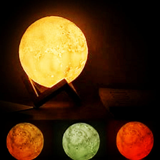 LED Moon Lamp with Wooden Stand