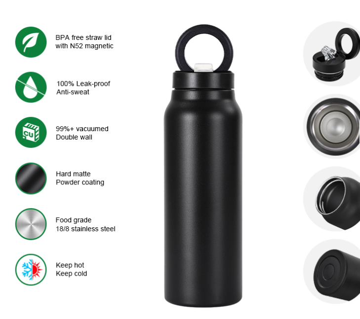 Magnetic Water Bottle with Phone Holder – 24 oz