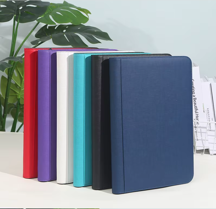 288-Card Trading Card Binder with 9-Pocket Pages & Zippered Side Storage Pocket – PU Leather Sports Card Album, Black or Red