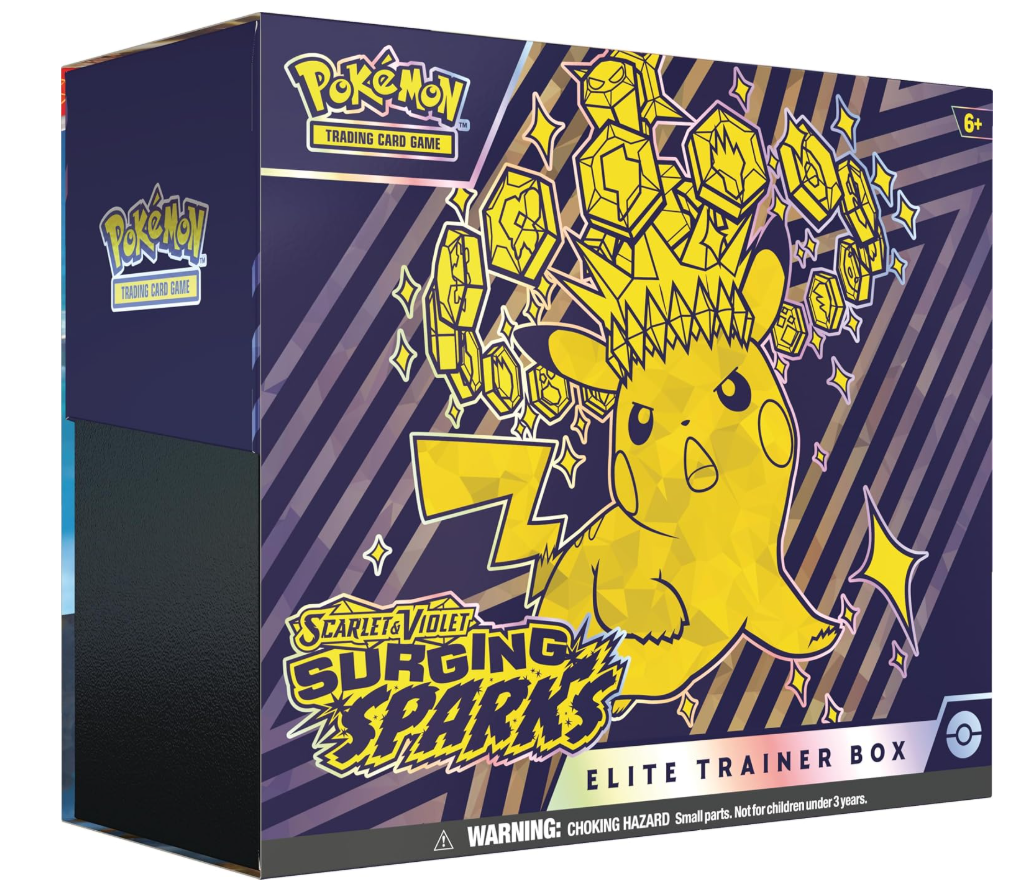 Pokemon Scarlet Violet Surging Sparks Elite Trainer Box - Pikachu Design, 6+ Age Rating, Trading Card Game