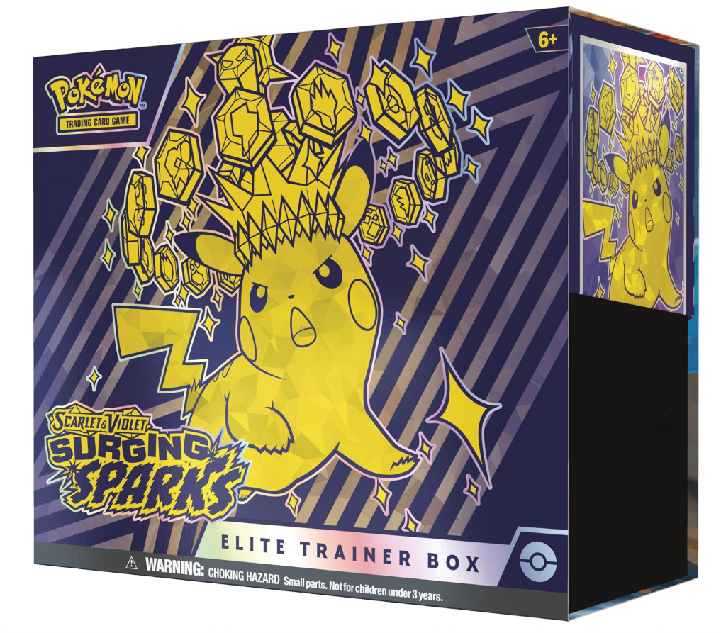 Pokemon Scarlet Violet Surging Sparks Elite Trainer Box - Pikachu Design, 6+ Age Rating, Trading Card Game