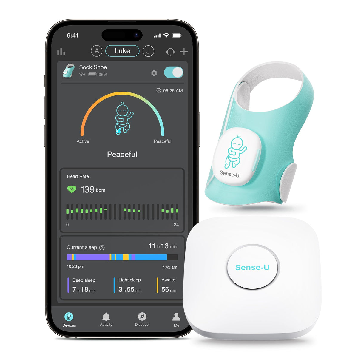 Sense-U Smart Sock Shoe O2 Baby Wellness Monitor – Heart Rate, Oxygen & Sleep Insights