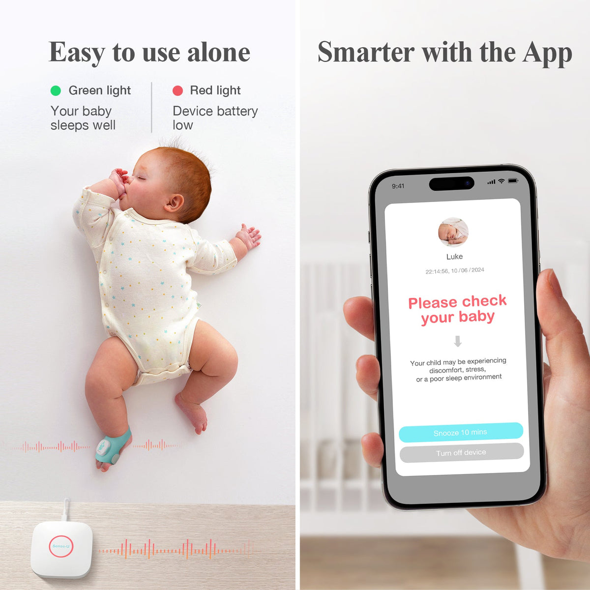 Sense-U Smart Sock Shoe O2 Baby Wellness Monitor – Heart Rate, Oxygen & Sleep Insights