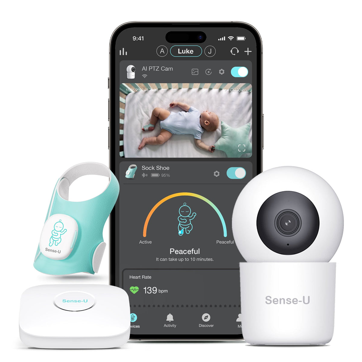 Sense-U Smart Sock Shoe O2 Baby Wellness Monitor – Heart Rate, Oxygen & Sleep Insights