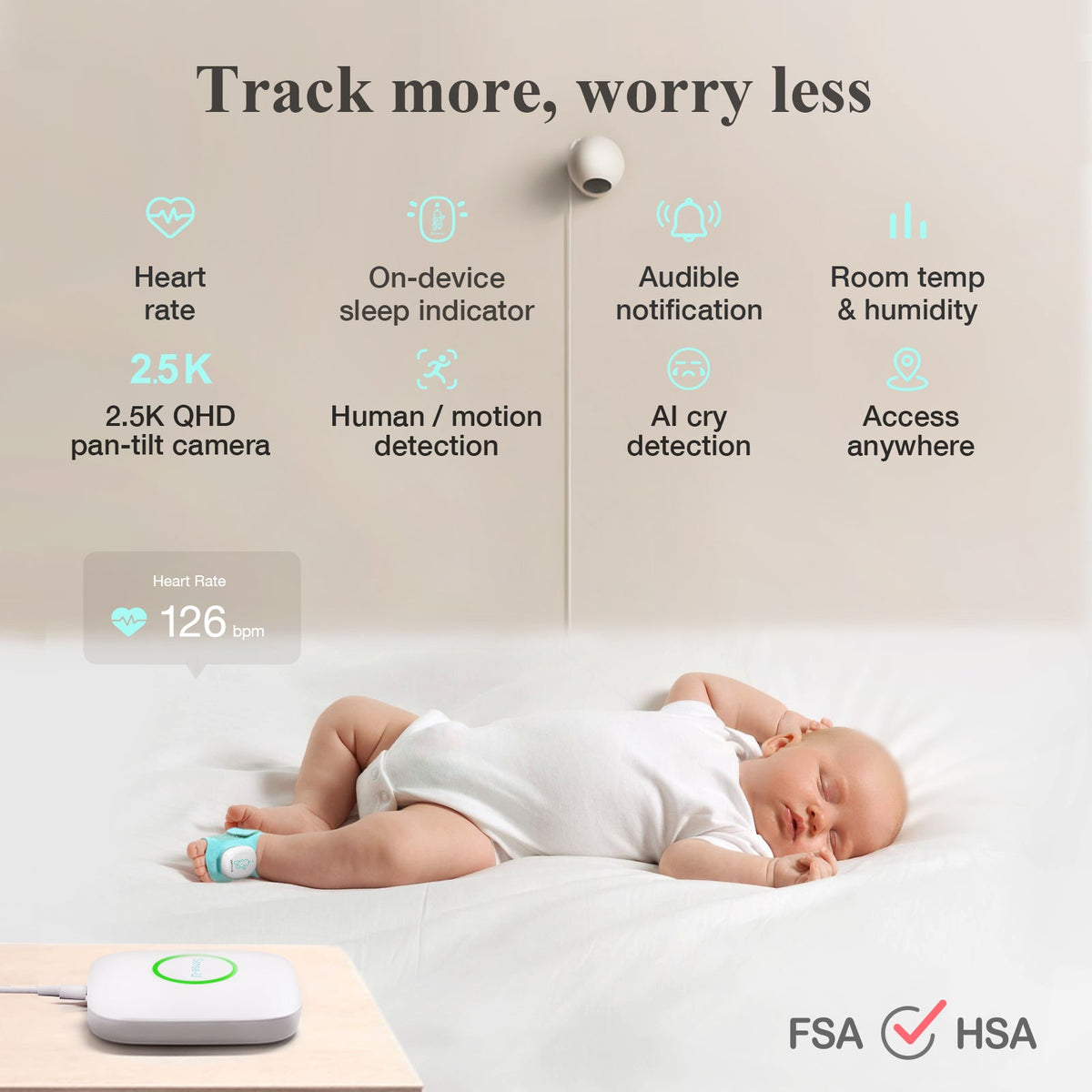 Sense-U Smart Sock Shoe O2 Baby Wellness Monitor – Heart Rate, Oxygen & Sleep Insights