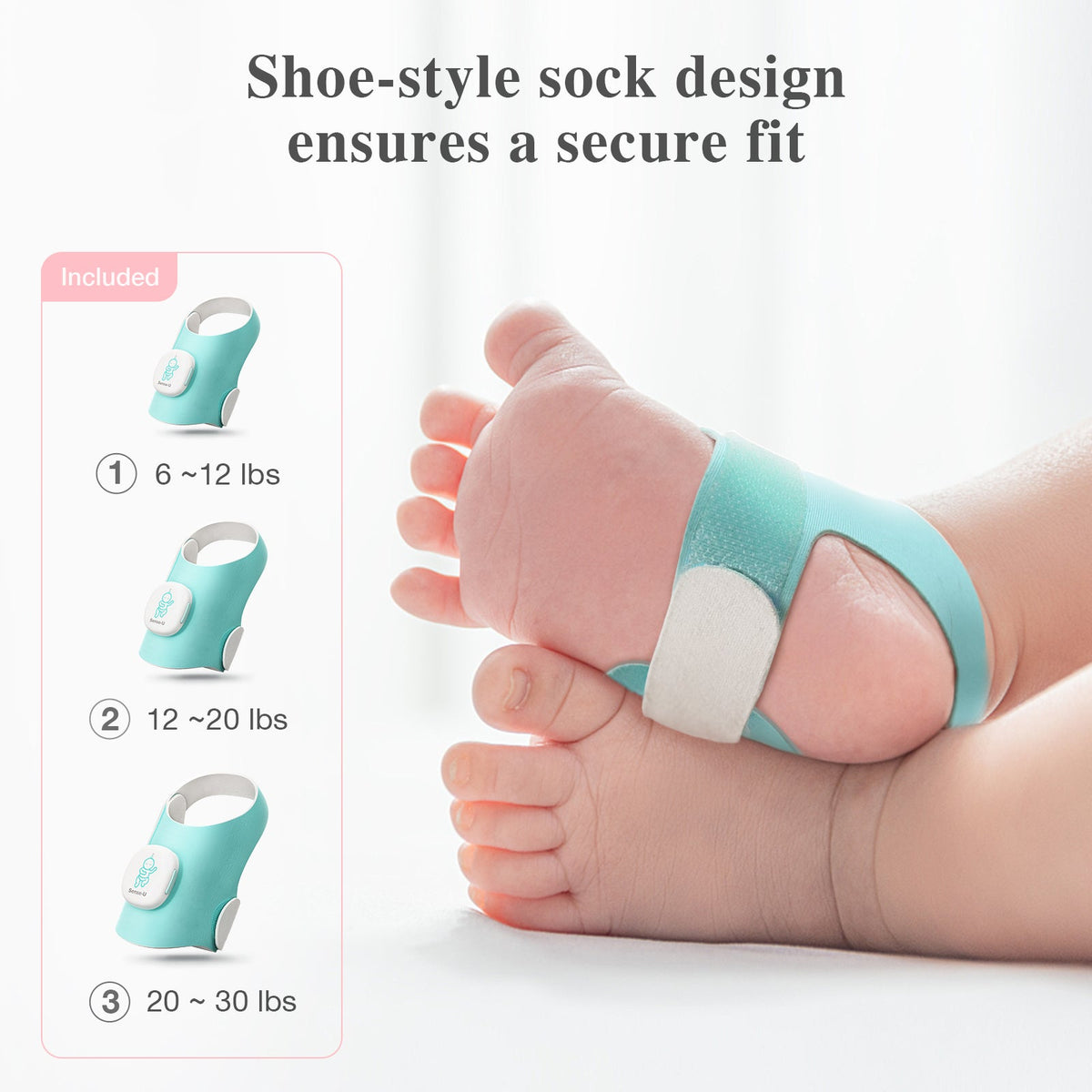 Sense-U Smart Sock Shoe O2 Baby Wellness Monitor – Heart Rate, Oxygen & Sleep Insights