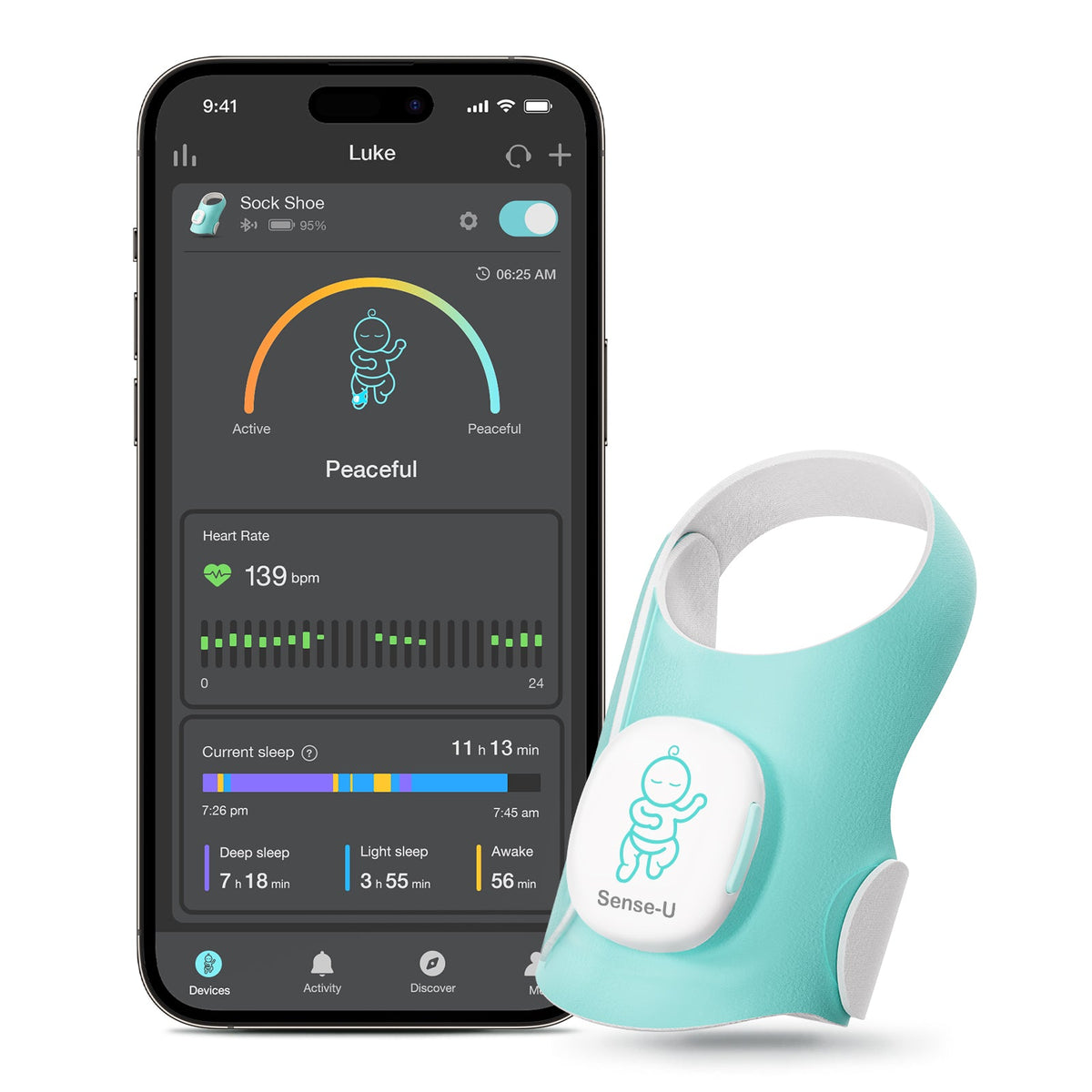 Sense-U Smart Sock Shoe O2 Baby Wellness Monitor – Heart Rate, Oxygen & Sleep Insights
