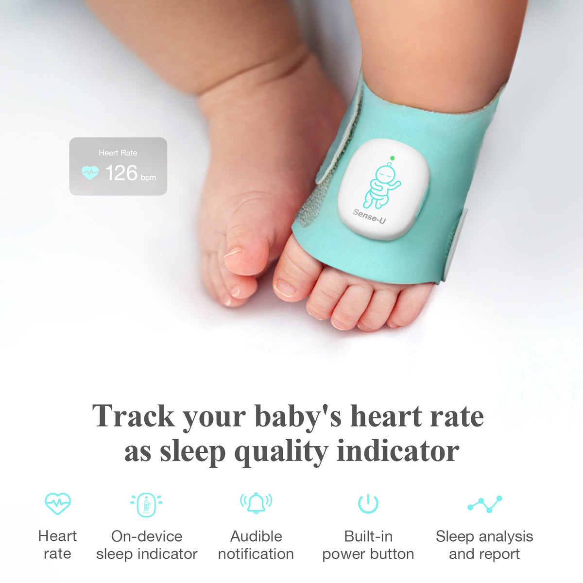Sense-U Smart Sock Shoe O2 Baby Wellness Monitor – Heart Rate, Oxygen & Sleep Insights