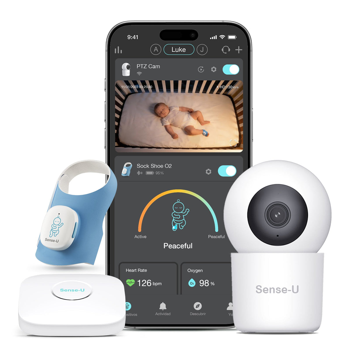 Sense-U Smart Sock Shoe O2 Baby Wellness Monitor – Heart Rate, Oxygen & Sleep Insights