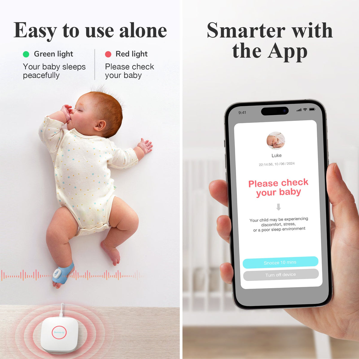 Sense-U Smart Sock Shoe O2 Baby Wellness Monitor – Heart Rate, Oxygen & Sleep Insights