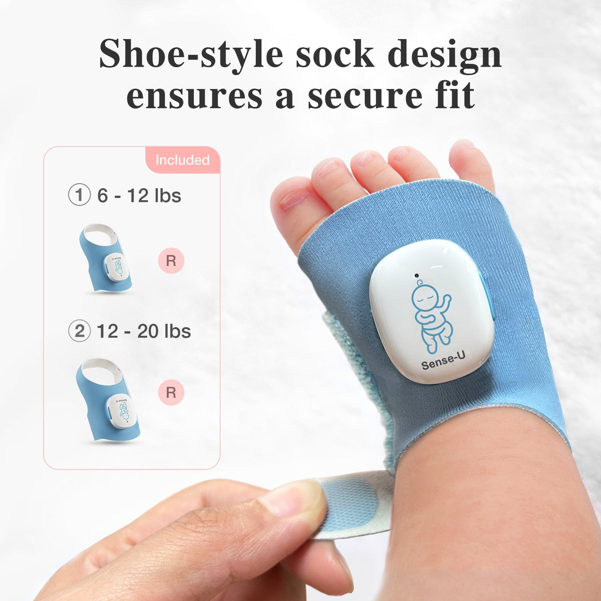 Sense-U Smart Sock Shoe O2 Baby Wellness Monitor – Heart Rate, Oxygen & Sleep Insights